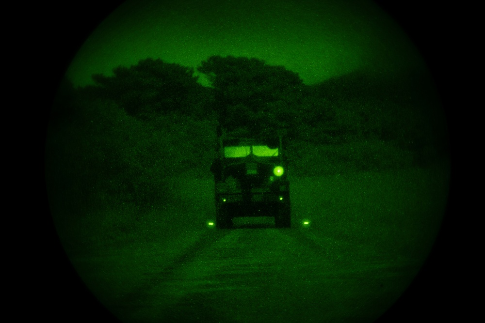 Combat Logistics Battalion 4 Marines conduct night-driving course