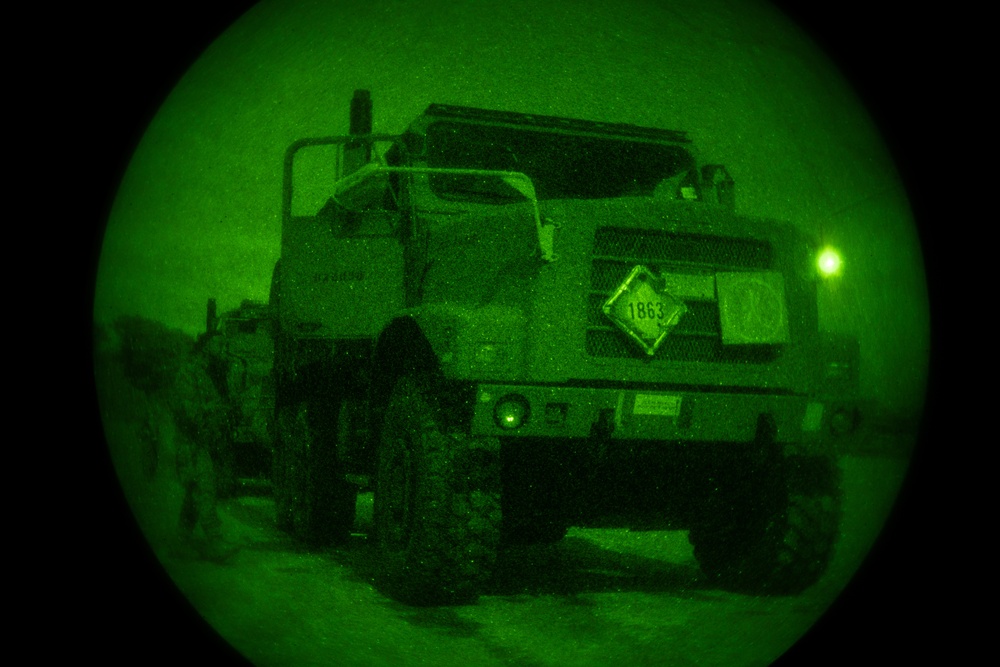 Combat Logistics Battalion 4 Marines conduct night-driving course