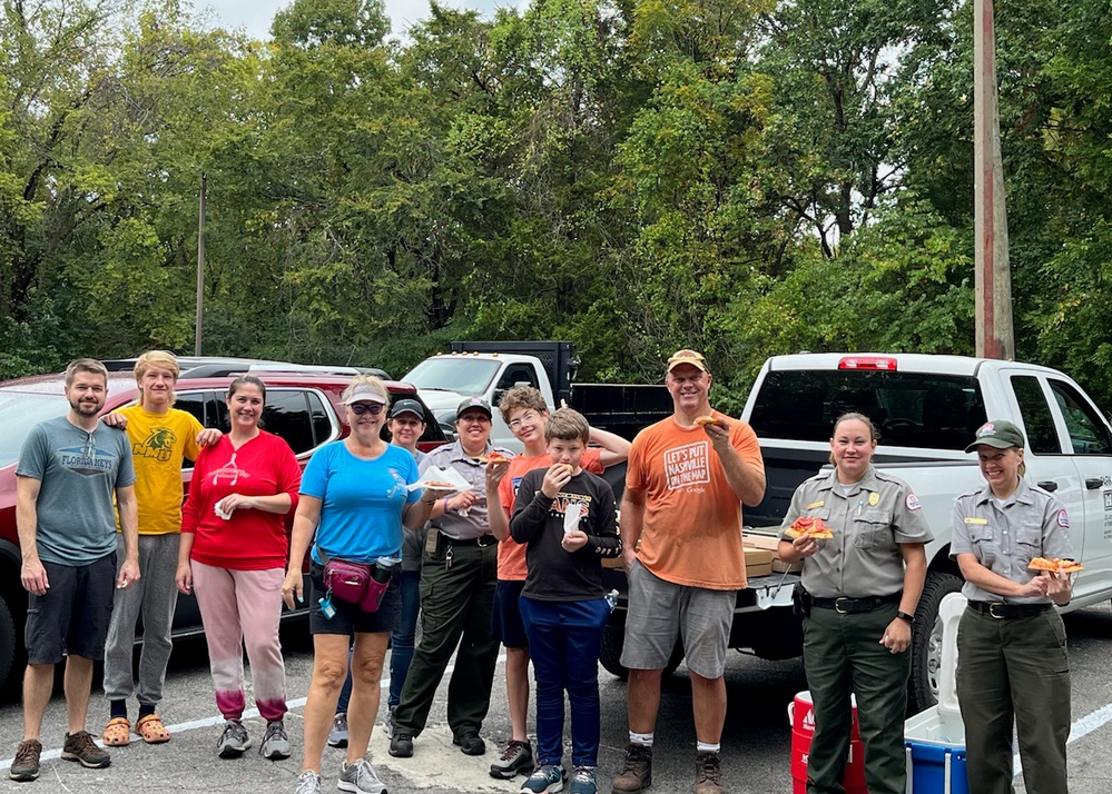 Volunteers clean Stark Knob Boat Ramp during National Public Lands Day