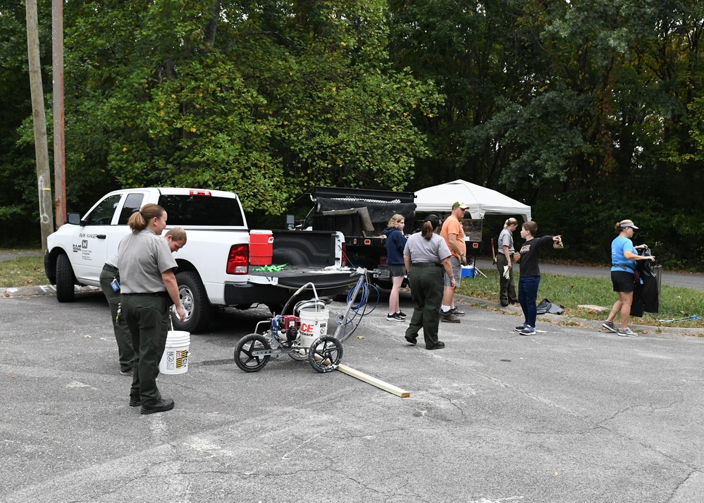 Volunteers clean Stark Knob Boat Ramp during National Public Lands Day