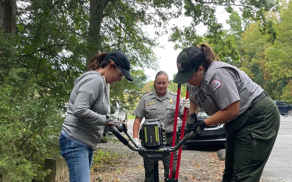 Volunteers clean Stark Knob Boat Ramp during National Public Lands Day