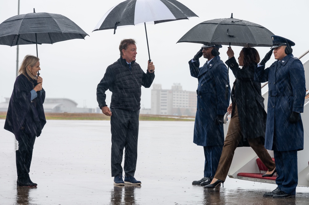 Vice President Harris Lands at Bradley Air National Guard Base