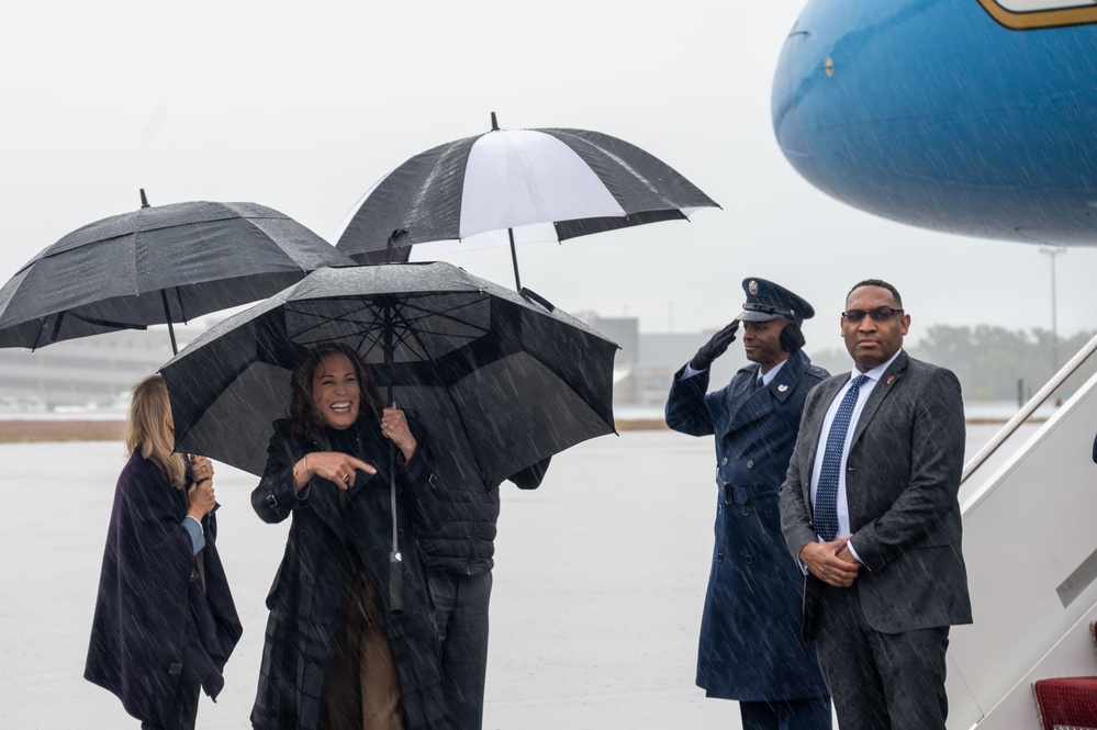 Vice President Harris Lands at Bradley Air National Guard Base