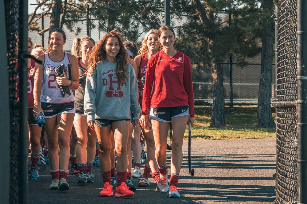 Boston Marines host Harvard field hockey team building