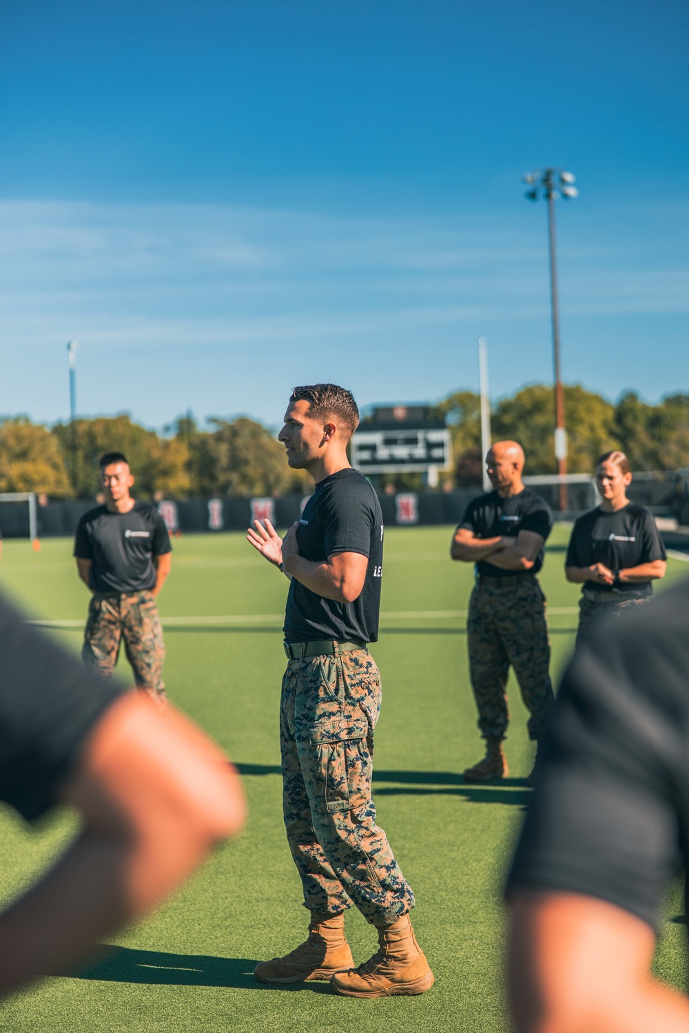 Boston Marines host Harvard field hockey team building