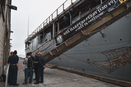Members of the NAVSUP Fleet Logistics Center San Diego Operational Forces Contracting Support Team met with the Supply Officer from the USS Harpers Ferry (LSD 49) in San Francisco on Oct 3.