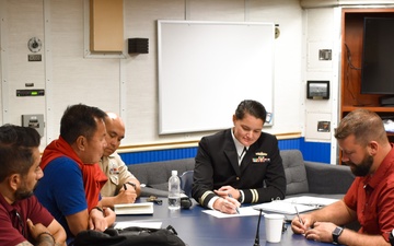Members of the NAVSUP Fleet Logistics Center San Diego Operational Forces Contracting Support Team met with the Supply Officer from the USS Fitzgerald (DDG 62) in San Francisco on Oct 3.
