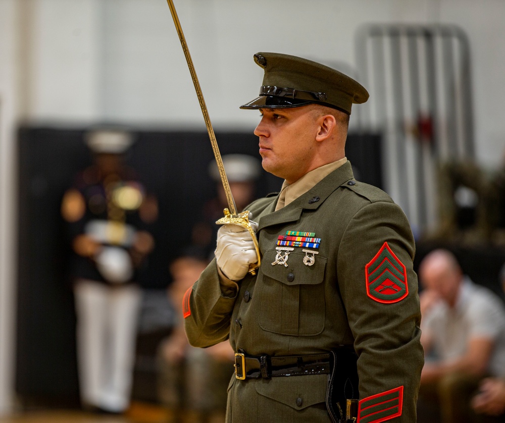 Barracks Marines completed the final evaluation of Ceremonial Drill School