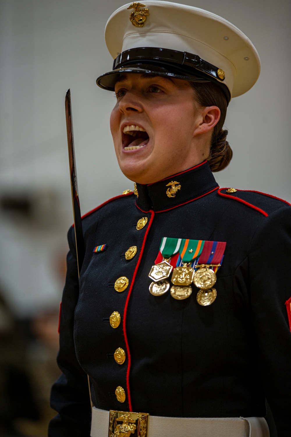 Barracks Marines completed the final evaluation of Ceremonial Drill School.