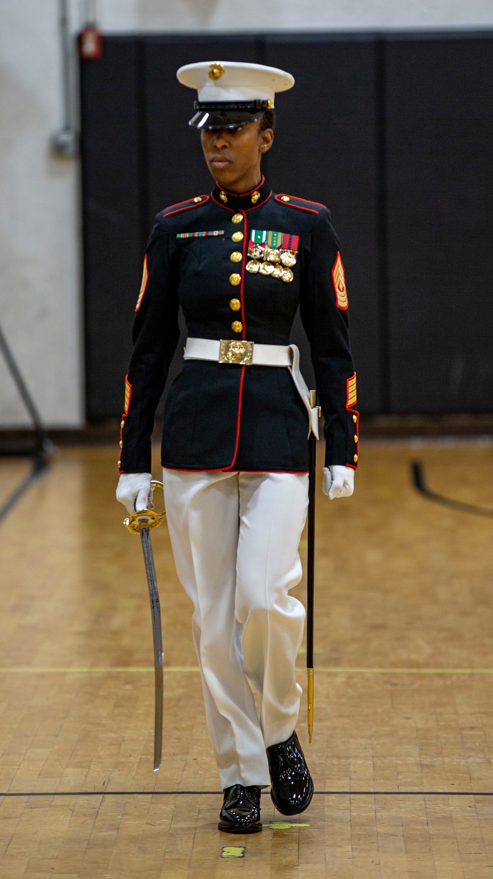 Barracks Marines completed the final evaluation of Ceremonial Drill School