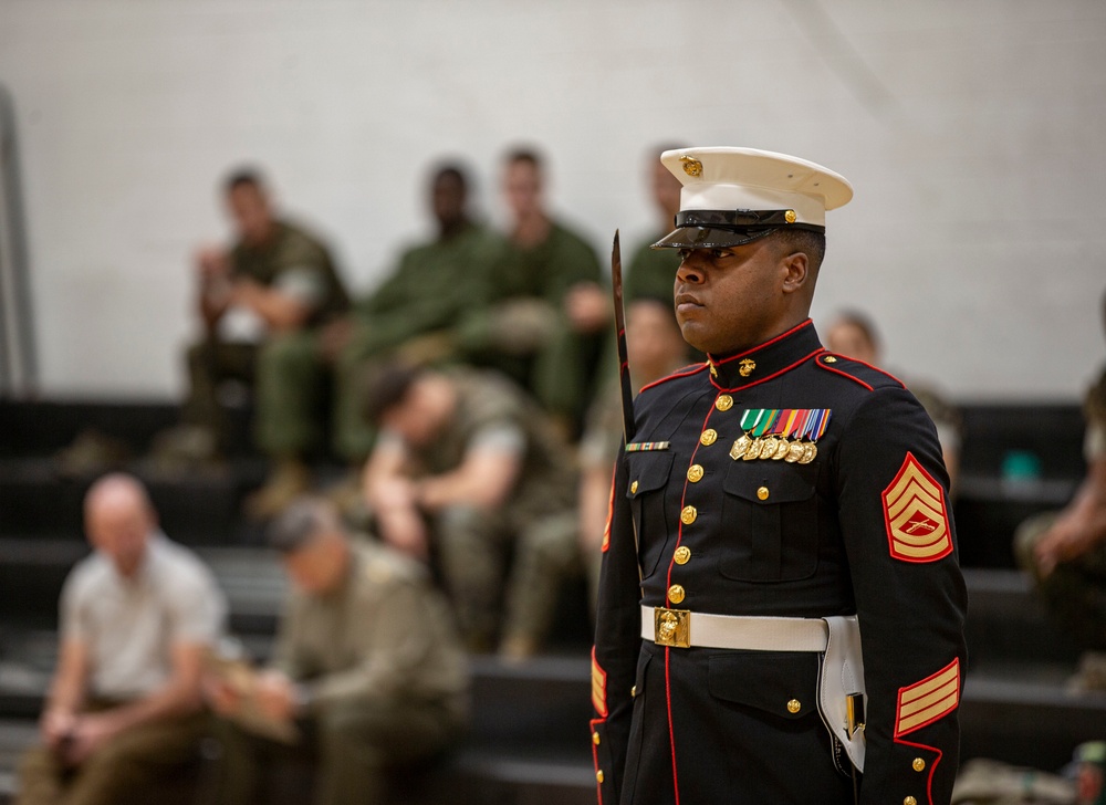 Barracks Marines completed the final evaluation of Ceremonial Drill School