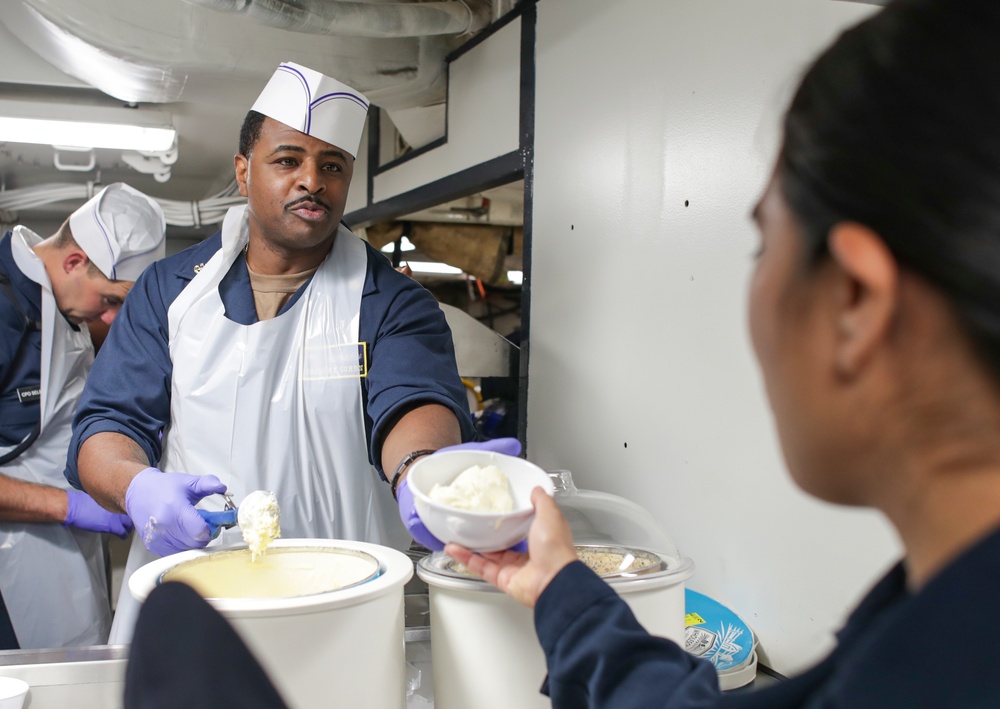 George Washington Simulates Underway: Chicken and Waffles Night