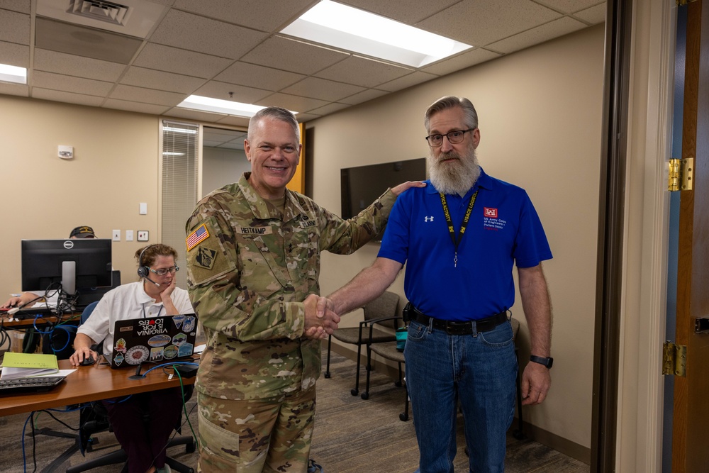 USACE Portland District volunteers field calls in the Blue Roof emergency control center on October 5, 2022.