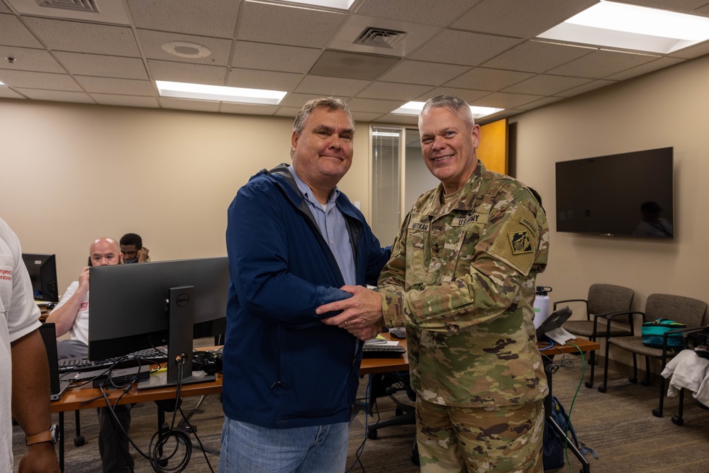 USACE Portland District volunteers field calls in the Blue Roof emergency control center on October 5, 2022.