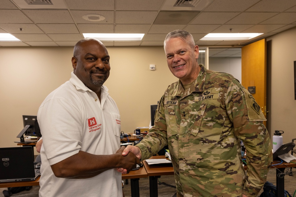 USACE Portland District volunteers field calls in the Blue Roof emergency control center on October 5, 2022.