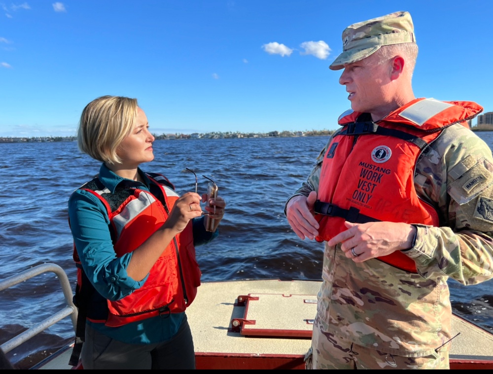 Brig. Gen. Daniel Hibner talks with media