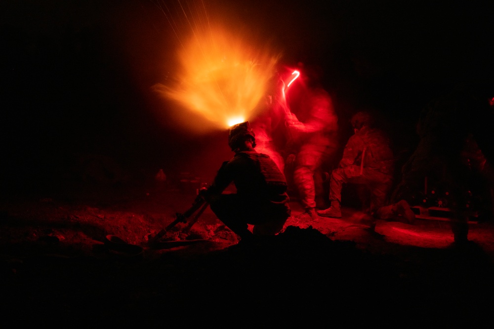Night Barrage With 120mm Mortars