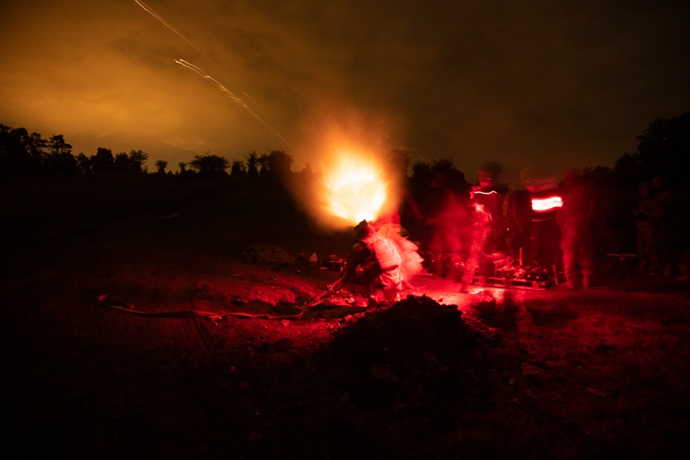 Night Barrage With 120mm Mortars