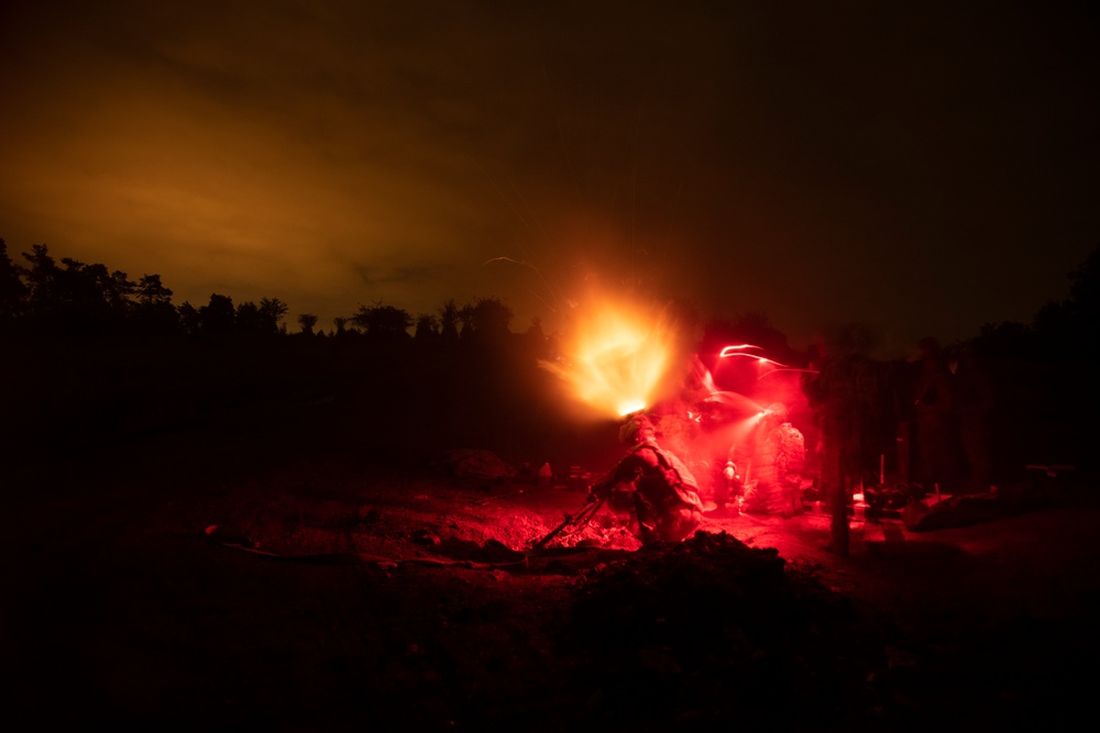 Night Barrage With 120mm Mortars