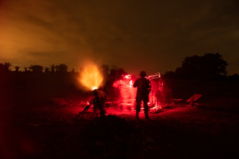 Night Barrage With 120mm Mortars