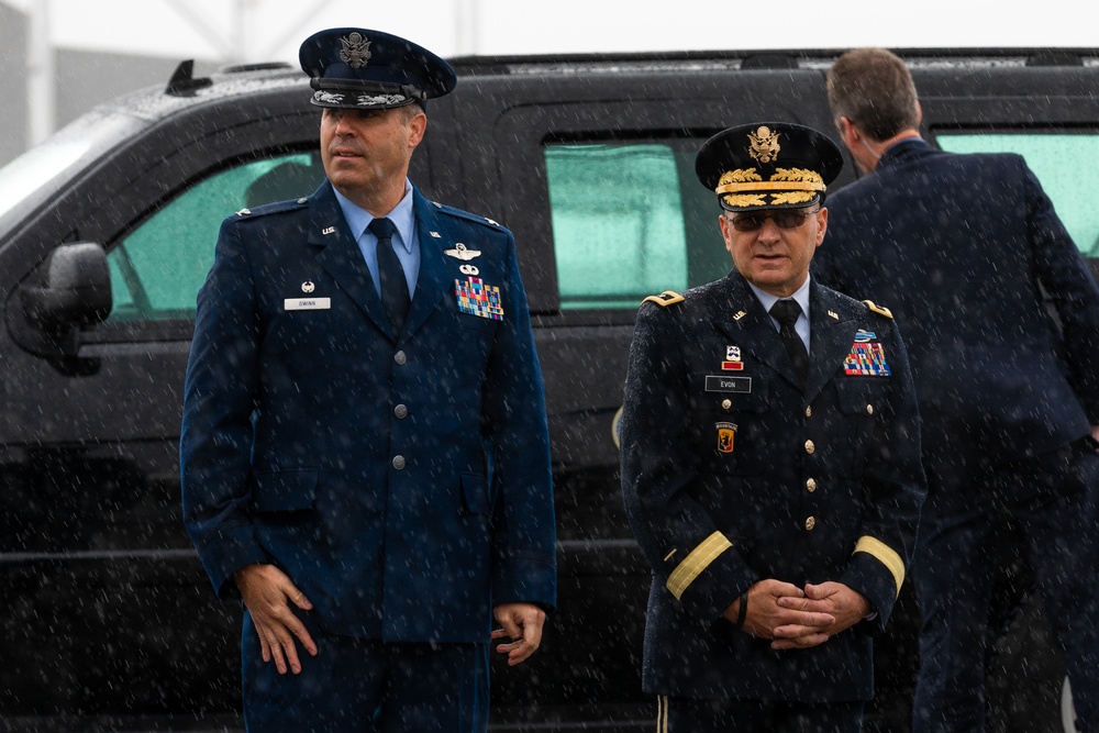 Vice President Kamala Harris lands at Bradley Air National Guard Base