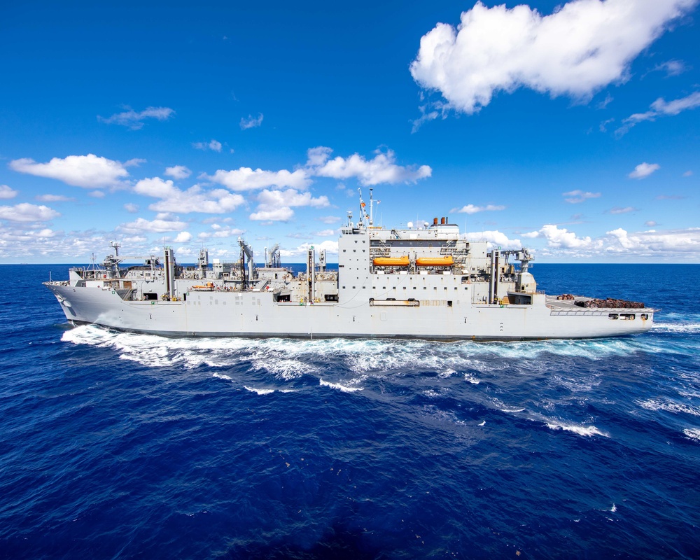 USS Arlington receives supplies from USNS Medgar Evers