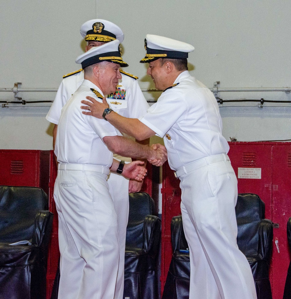 USS Ronald Reagan (CVN 76) conducts change of command ceremony at sea