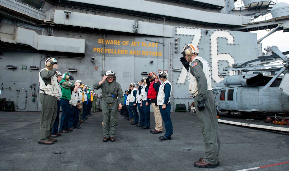 USS Ronald Reagan (CVN 76) conducts change of command ceremony at sea