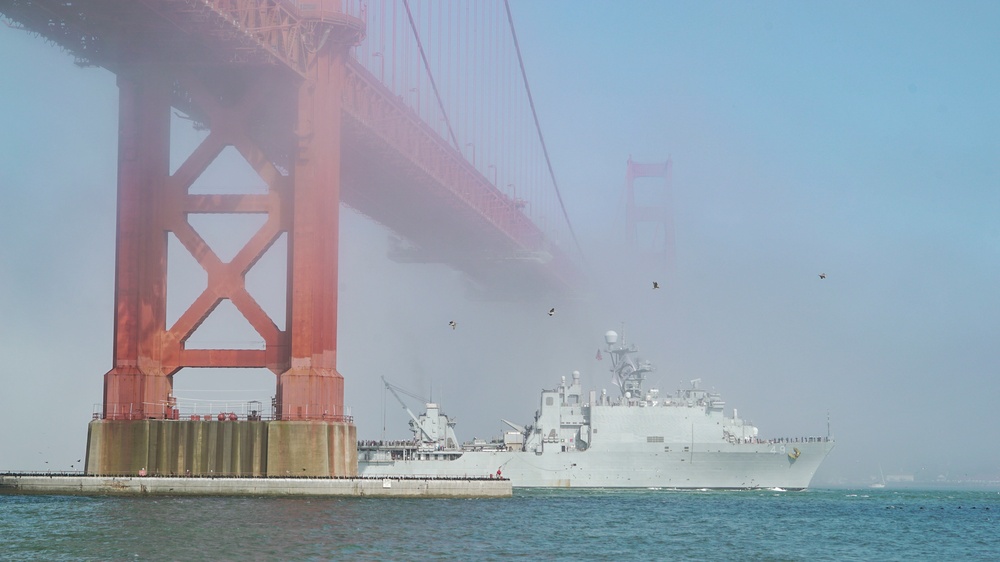 Ship Passes the Golden Gate Bridge