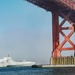 Ship Sails Under Golden Gate Bridge