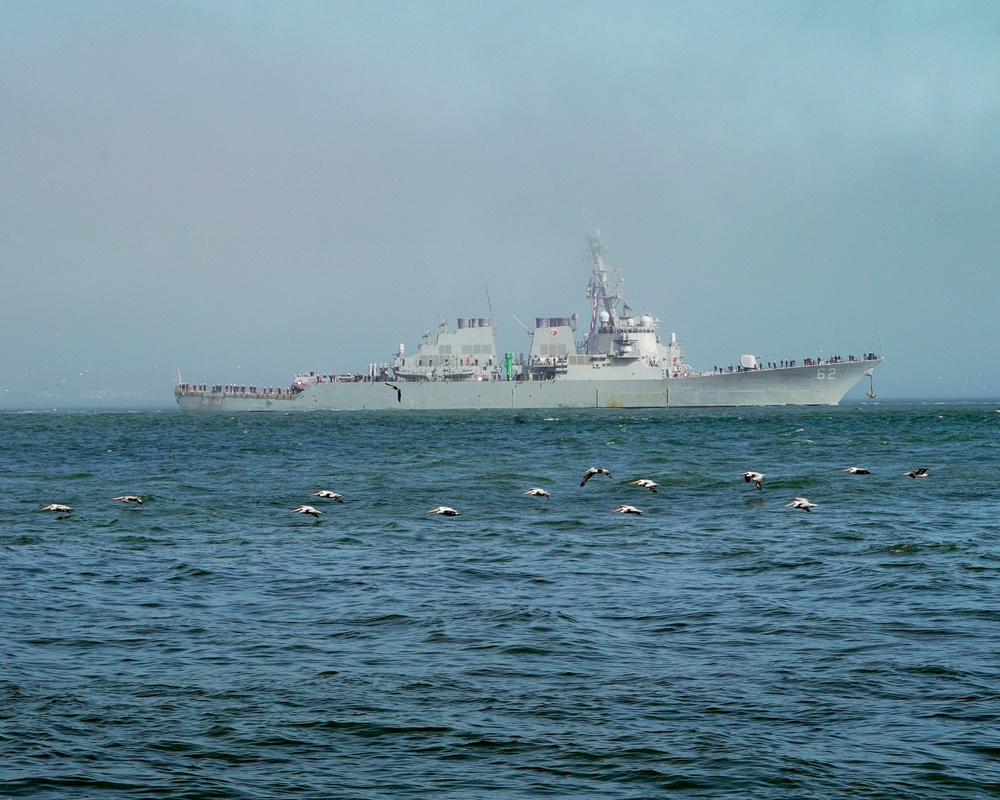 Ship Transits San Francisco Bay During Fleet Week Parade of Ships