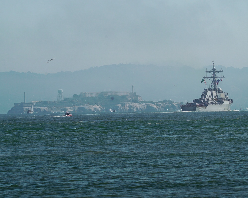 Ship Sails Past Alcatraz Island