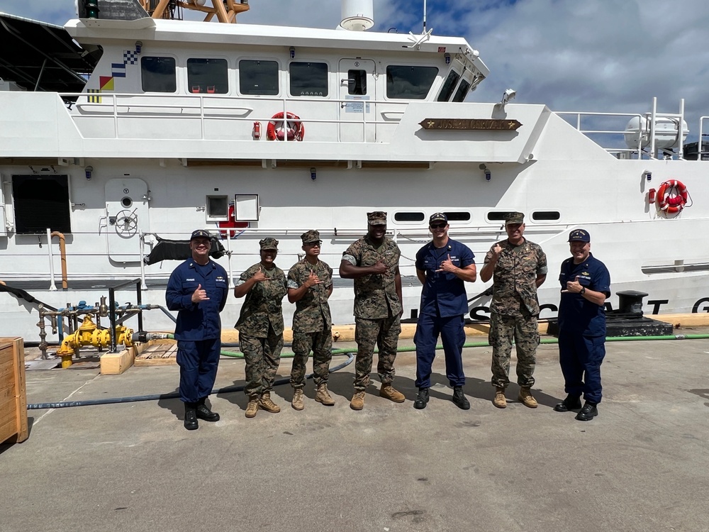 Coast Guard, Navy, and Marine Corps members visit USCGC Joseph Gerczak (WPC 1126)