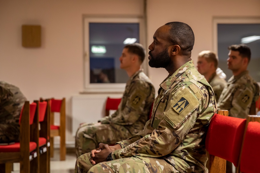 Task Force Nighthawk Soldiers attend chapel service