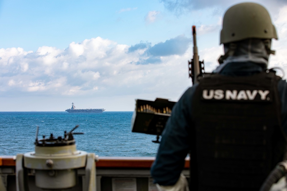 Gerald R. Ford Strike Group Conducts Simulated Strait Transit