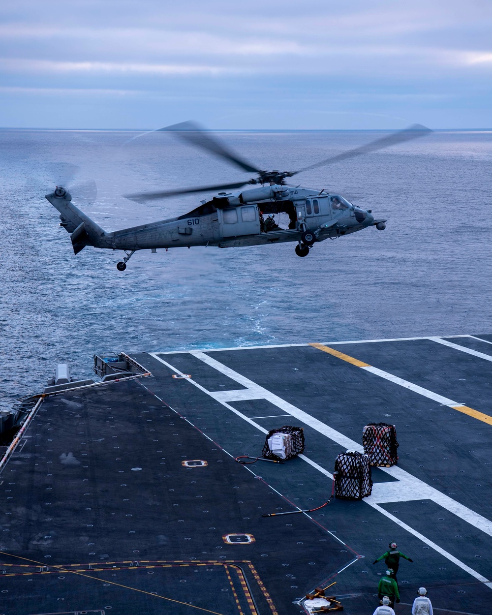 USS Nimitz Replinishes At Sea