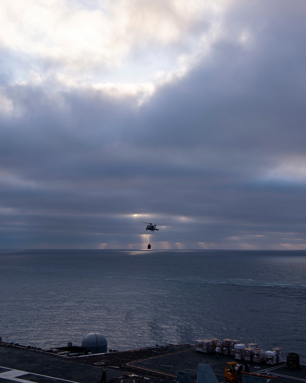 USS Nimitz Replinishes At Sea