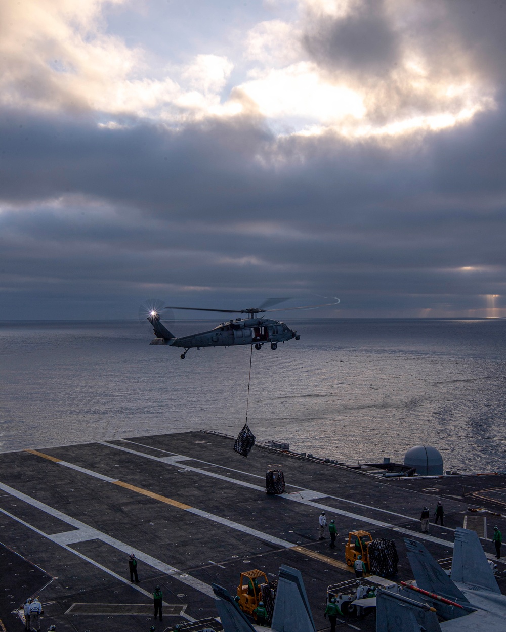 USS Nimitz Replinishes At Sea