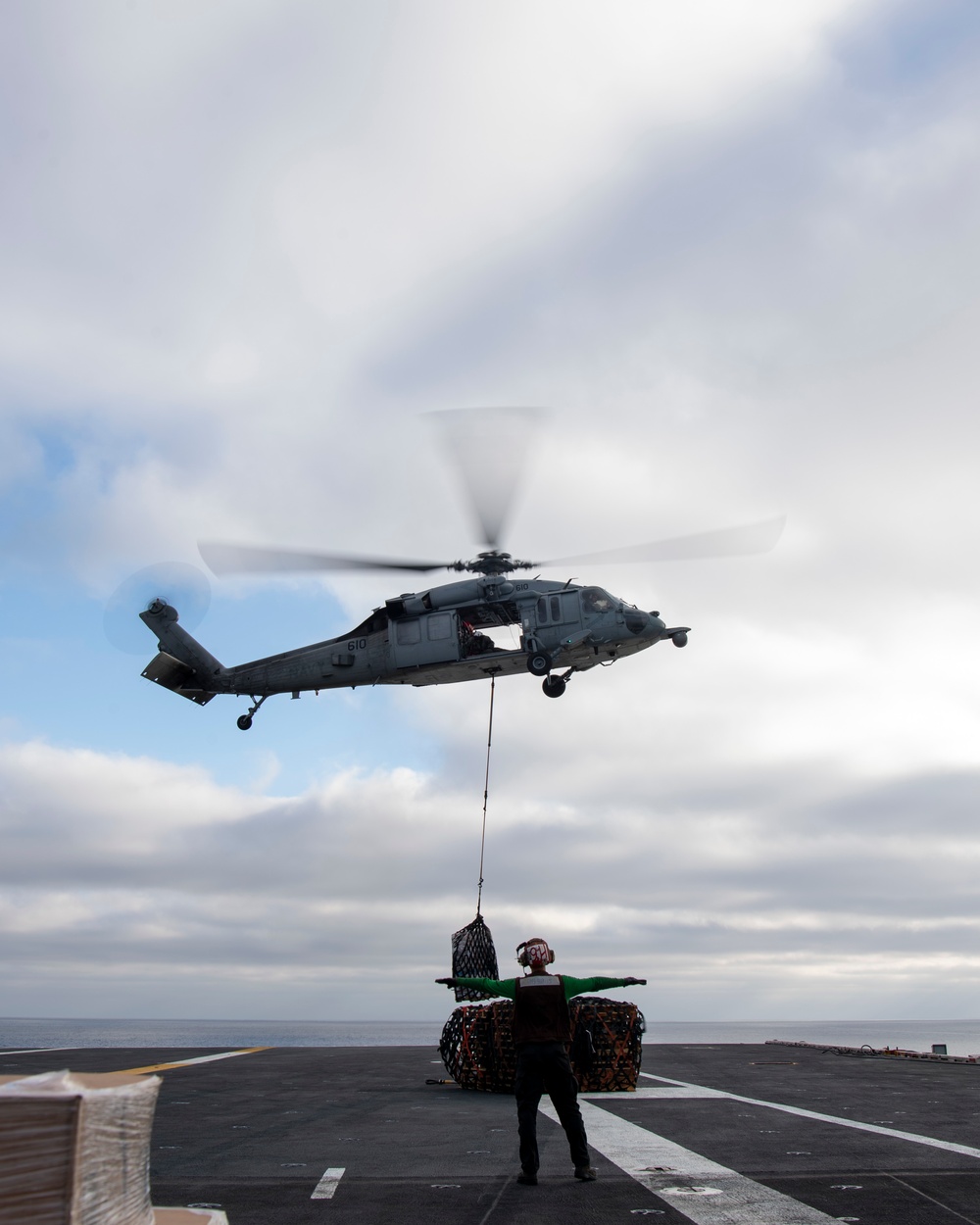 USS Nimitz Replinishes At Sea