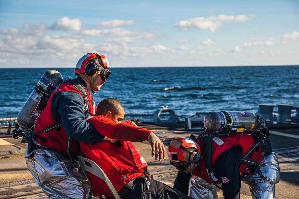 USS Paul Ignatius (DDG 117) Conducts Flight Deck Crash and Salvage Drill