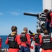 Coast Guard Cutter Hamilton conducts gunnery exercise while underway in the Atlantic Ocean