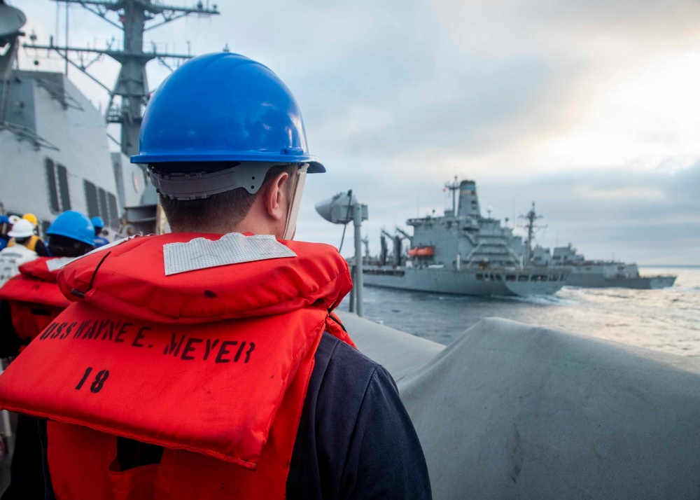 U.S. Sailors Participate In An Underway Replenishment