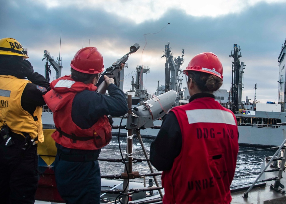 U.S. Sailors Fire A Shot Line