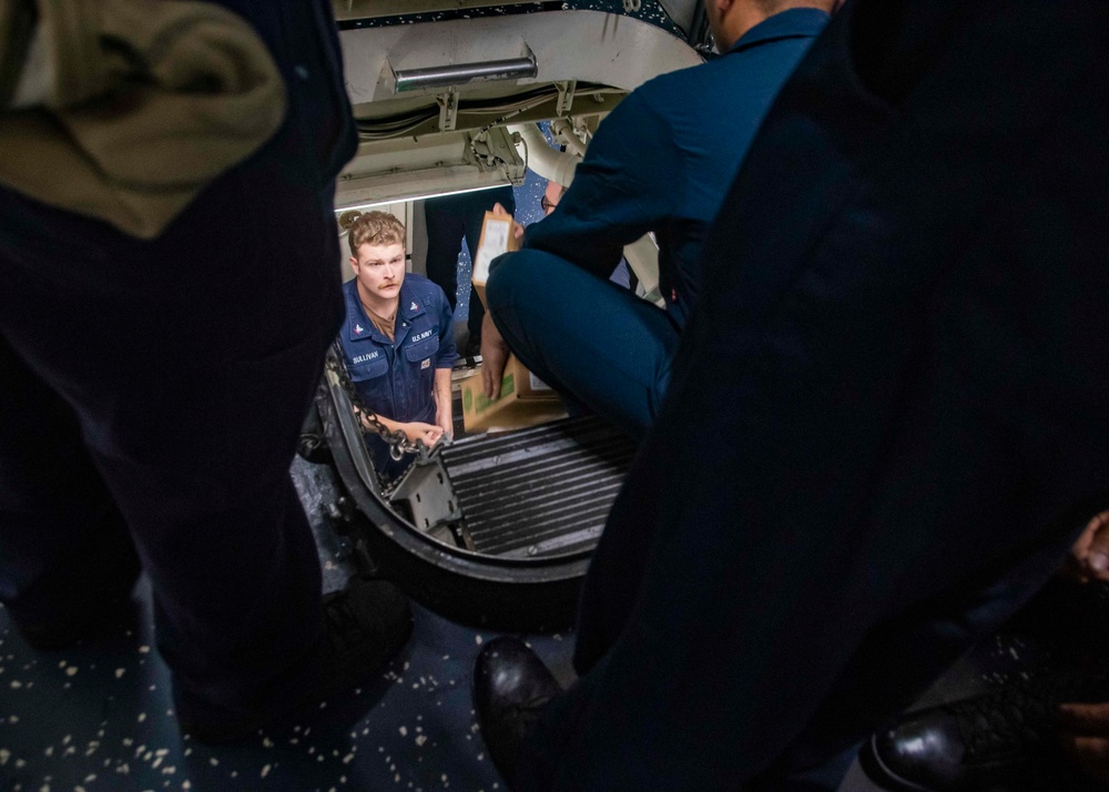 USS Wayne E. Meyer Conducts A Replenishment-At-Sea