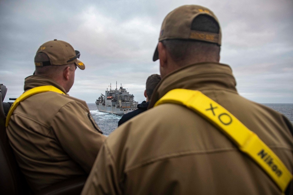 USS Wayne E. Meyer Conducts A Replenishment-At-Sea