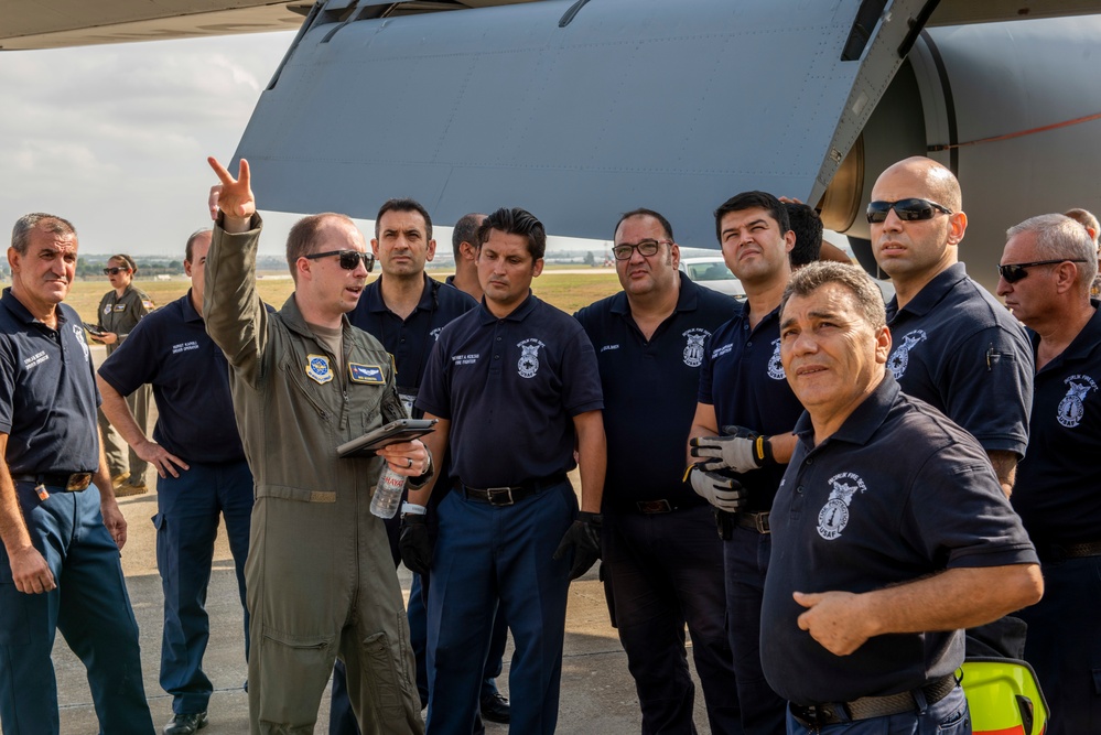 97th EARS train 39th CES Turkish firefighters on KC-135 emergency procedures