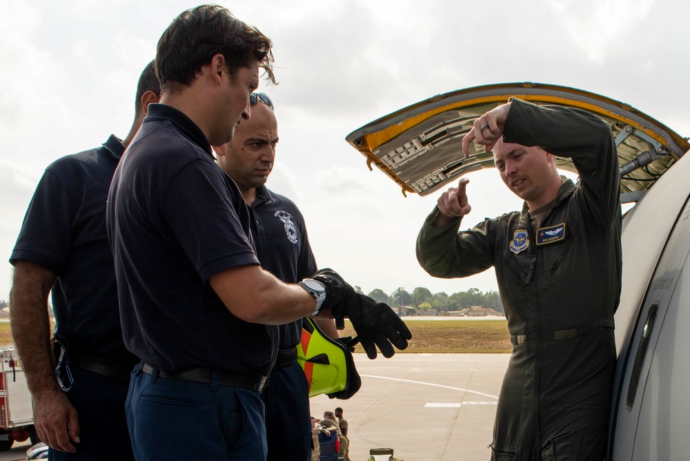 97th EARS train 39th CES Turkish firefighters on KC-135 emergency procedures