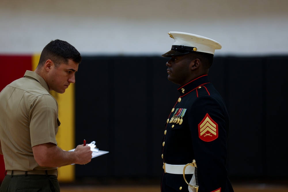 Barracks Marines completed the final evaluation of Ceremonial Drill School