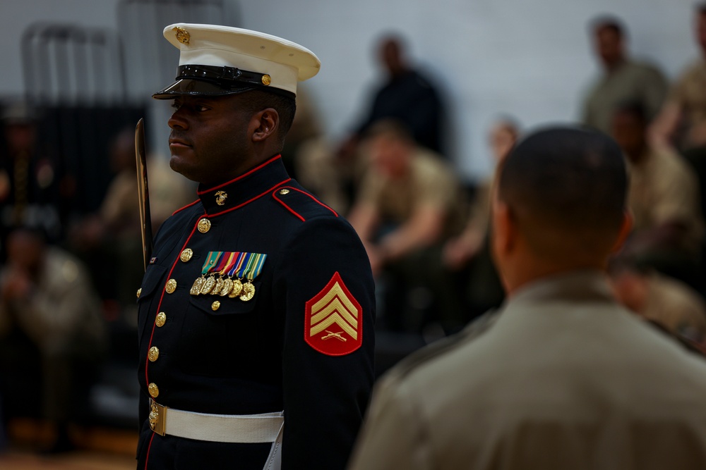 Barracks Marines completed the final evaluation of Ceremonial Drill School