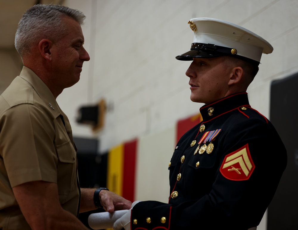 Barracks Marines completed the final evaluation of Ceremonial Drill School